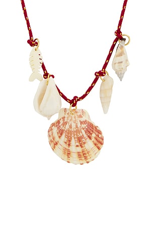 Timeless Pearly Shells Rope Necklace in Red