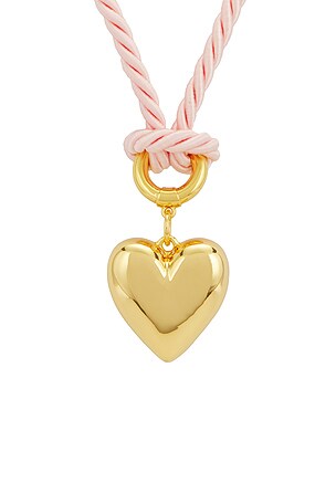Timeless Pearly Pink Heart Necklace in Metallic Gold