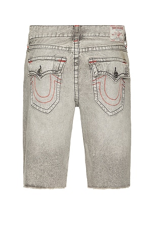True Religion Ricky Flap Short Fray Hem Short in Grey. Size 34. Also