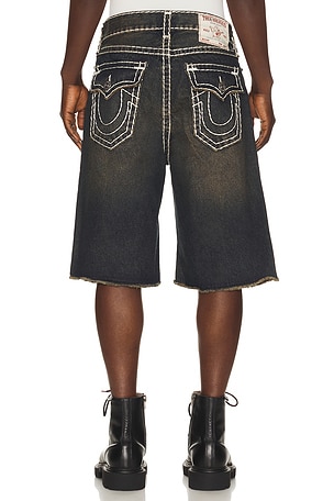 True Religion Mikey Super T Flap Denim Shorts in Black