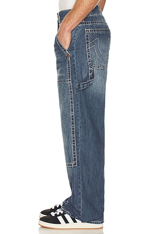 True Religion Vinny Ultra Baggy Carpenter Big T Denim Pant in Blue