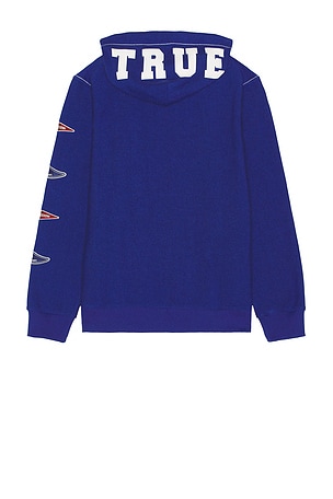 True Religion Reverse Terry Zip Up Hoodie in Royal