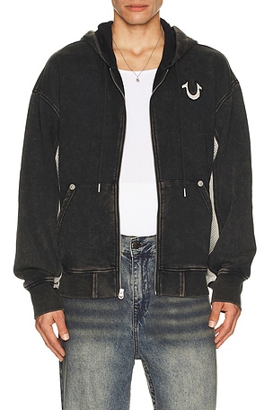 True Religion Zip Up Hoodie in Black. Size XL/1X. Also