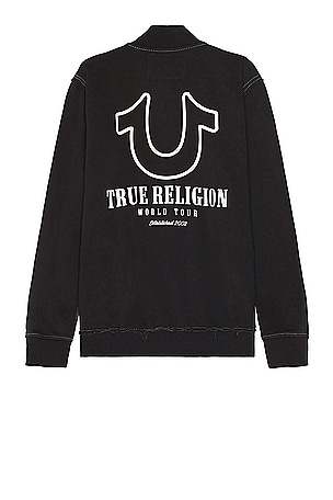Big T Pigment Zip Mock Neck Sweatshirt True Religion