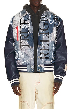 Denim Print Bomber Jacket True Religion