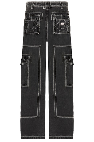 True Religion Denim Big T Cargo Pants in Black