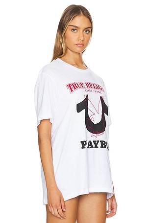 True Religion x Playboy Big T Bunny Tee in White