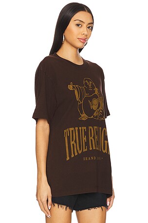 True Religion Crackle Vintage Tee in Brown