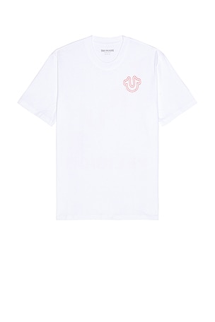 True Religion Short Sleeve Puff Stitch Tee in White