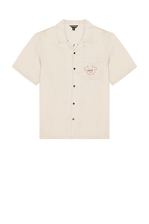 True Religion Graphic Camp Shirt in Beige