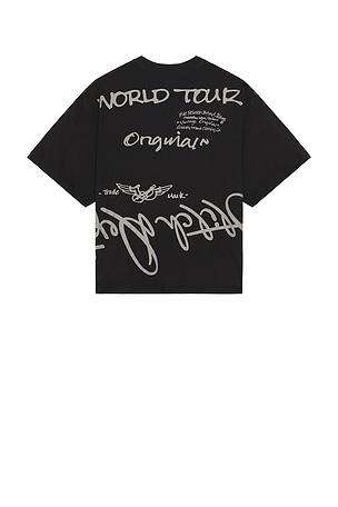 True Religion Script Boxy Tee in Black
