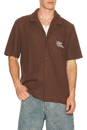 True Religion Blooms Camp Shirt in Brown