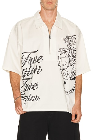 Half Zip Tiger Short Sleeve Shirt True Religion