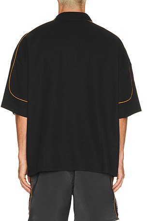 True Religion Multi Logo Oversized Polo in Black