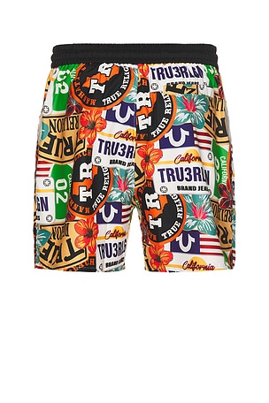 True Religion Board Shorts in Green. Size M. Also