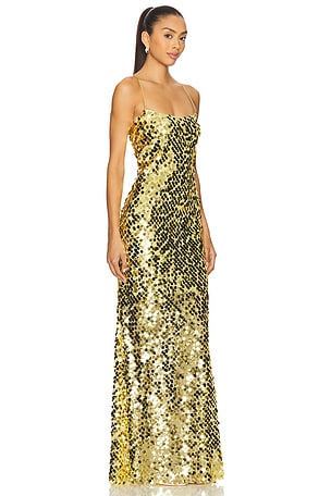 The Sei Paillette Cami Gown in Metallic Gold