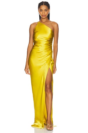 Asymmetrical Gathered Wrap Gown The Sei