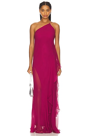 One Shoulder Ruffle Gown The Sei