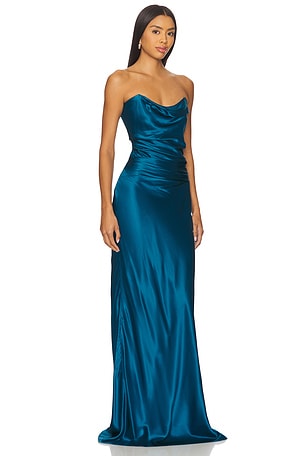 The Sei Cowl Bustier Gown in Blue