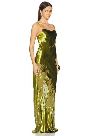 The Sei Cowl Bias Gown in Olive