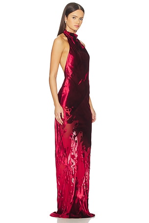 The Sei Halter Bias Gown in Red
