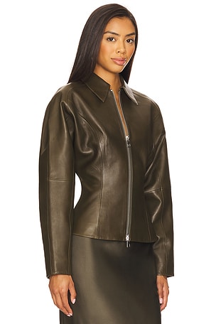 The Sei Fitted Leather Jacket in Army