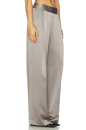 The Sei Relaxed Trouser in Metallic Silver, grey