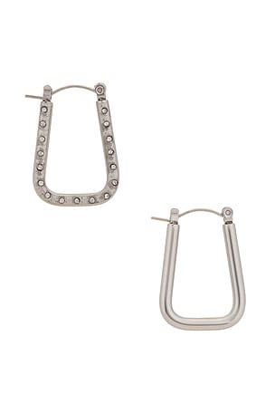 The M Jewelers NY Square Hoop Earring in Metallic Silver