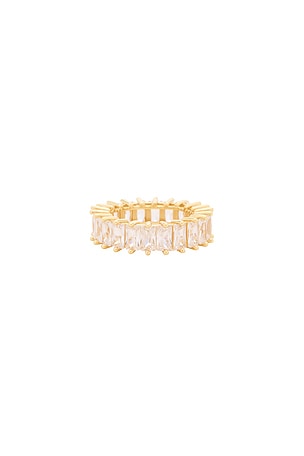 The M Jewelers NY The Emerald Cut Pave Ring in Metallic Gold