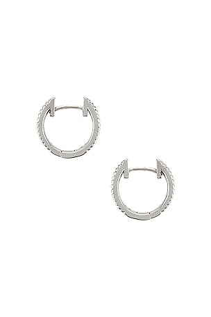 The M Jewelers NY The Baguette Channel Set Huggie Earrings in Metallic Silver