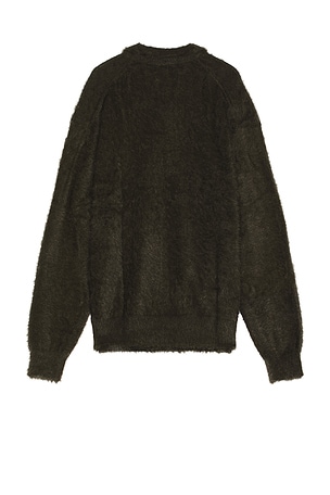 thisisneverthat Logo Shaggy Knit Polo in Dark Green