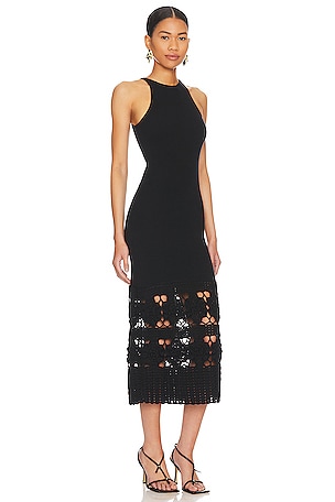 Tularosa x Lindsi Lane Finley Crochet Midi Dress in Black