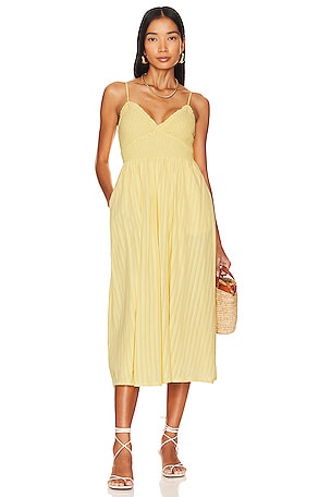Bardot Capri Diamonte Slip Dress in Canary Yellow