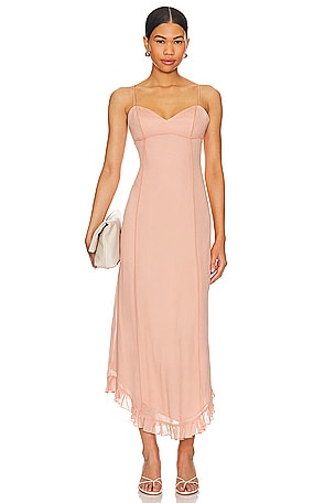 DANNIJO Long Slip Dress in Pink & Orange Ombre