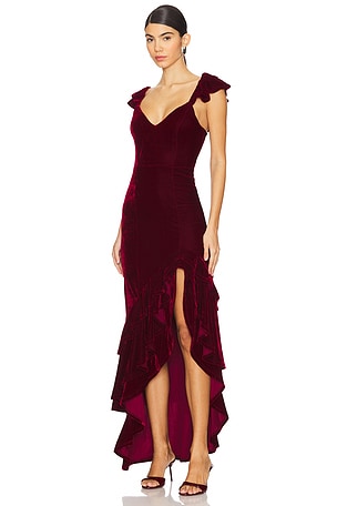 Tularosa Camille Velvet Gown in Red