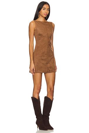Tularosa Mimi Faux Suede Dress in Chocolate