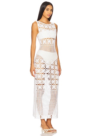 Tularosa Mikio Crochet Midi Dress in White