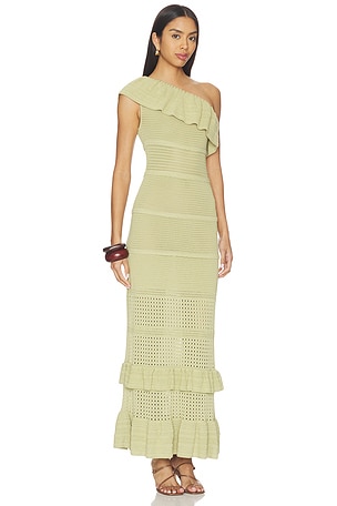 Tularosa Kenzee Ruffle Midi Dress in Sage. Size XXS. Also