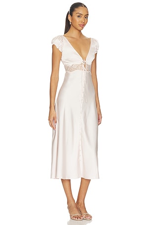 Tularosa Sophia Midi Dress in Rose. Size XXS. Also