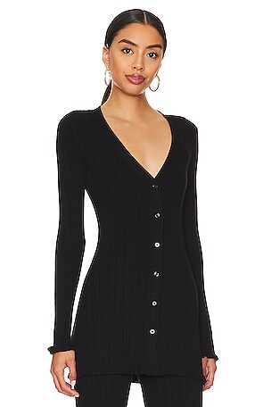 Tularosa Variegated Rib Cardi in Black