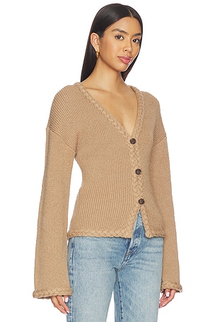 Tularosa Della Braided Detail Cardigan in Brown