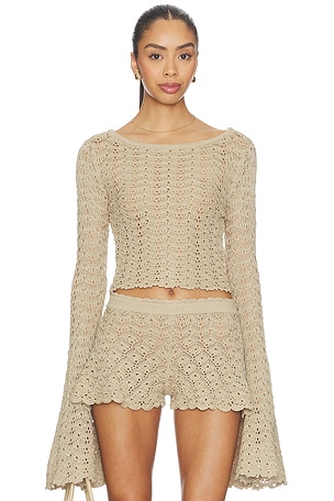 Zaylee Boat Neck Open Stitch Sweater Tularosa