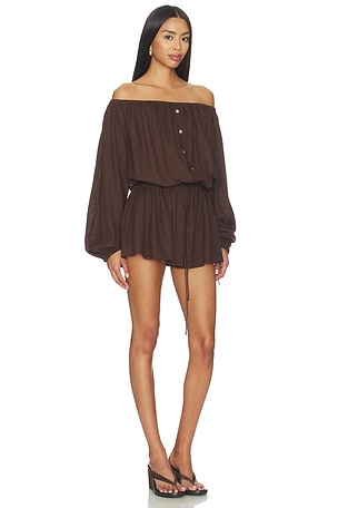 Tularosa Kai Linen Romper in Brown. Size S. Also