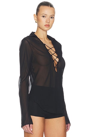 Tularosa Carlotta Lace Up Top in Black