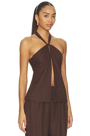 Tularosa Kai Linen Top in Chocolate