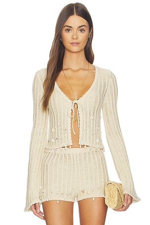 Nori Shell Embellished Cardigan Tularosa