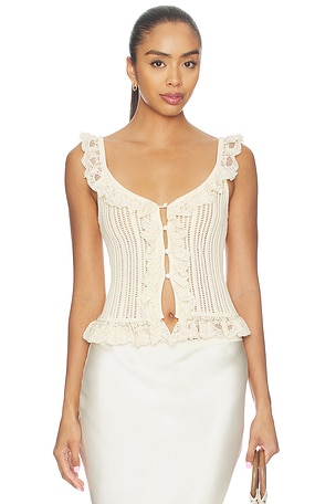 Leyla Pointelle Ruffle Top Tularosa