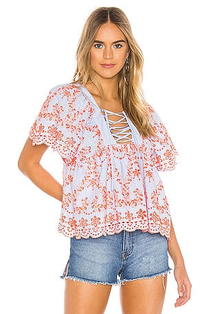 Outlet Tularosa Daisy Embroidered Top