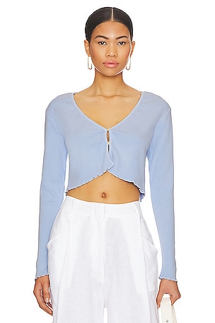 Alexander Wang Cropped Bilayer Top in Heather Grey