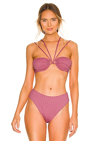 Knot Front Bra Bikini With Brief OR Thong in Lilac Crinkle / Adjustable  Rise 